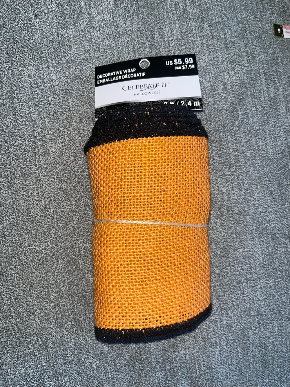 Celebrate It. Halloween Orange and Black Burlap Decorative ribbon